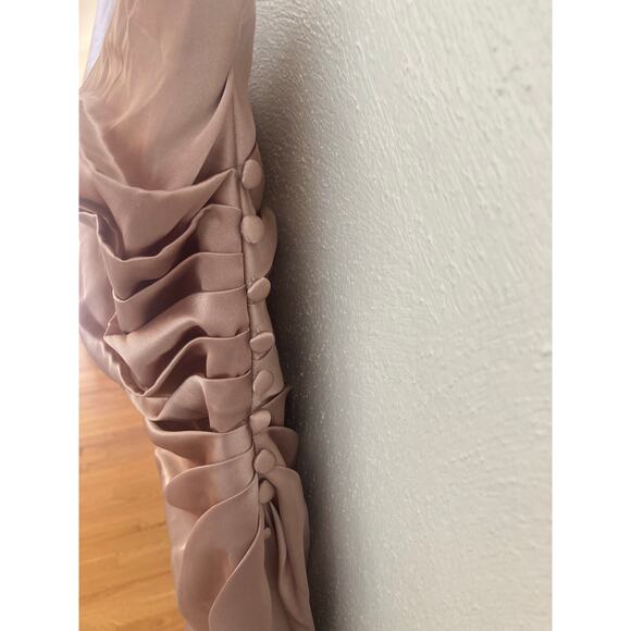 Galina Signature Charmeuse Draped One-Shoulder Dress in Sand 4 Bridesmaid Ball - Picture 7 of 13